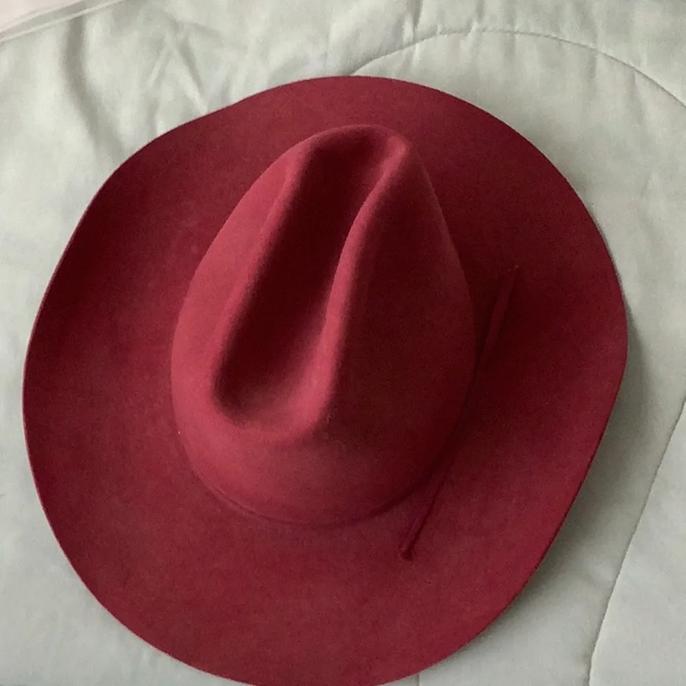 Vintage American Hat Co. Merlot Long Oval Western Hat Maxi Felt Pure Wool Size 7 - Picture 2 of 11